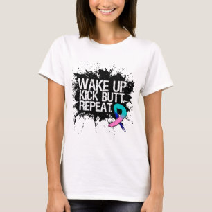 Thyroid Cancer Wake Up Kick Butt Repeat T-Shirt