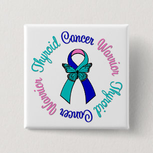 Thyroid Cancer Warrior Butterfly 15 Cm Square Badge