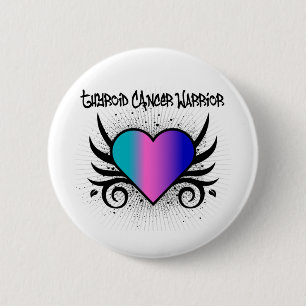 Thyroid Cancer Warrior Heart 6 Cm Round Badge