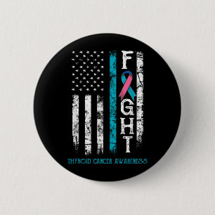 Thyroid Cancer Warrior US Flag 6 Cm Round Badge