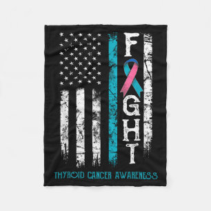 Thyroid Cancer Warrior US Flag Fleece Blanket
