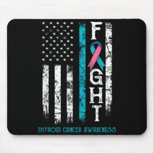 Thyroid Cancer Warrior US Flag Mouse Pad