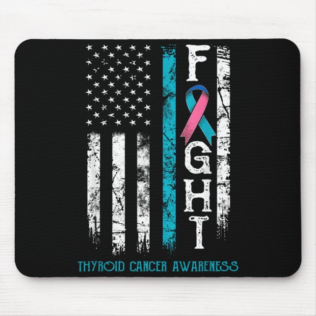 Thyroid Cancer Warrior US Flag Mouse Pad (Front)