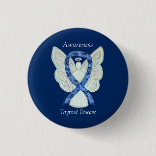 Thyroid Disease Awareness Angel Paisley Ribbon Pin