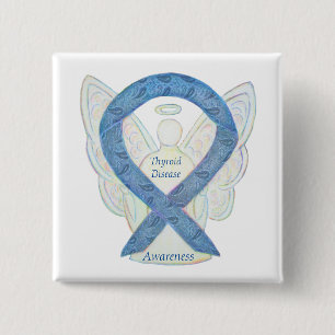 Thyroid Disease Awareness Angel Paisley Ribbon Pin