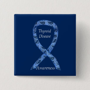 Thyroid Disease Awareness Paisley Ribbon Pin