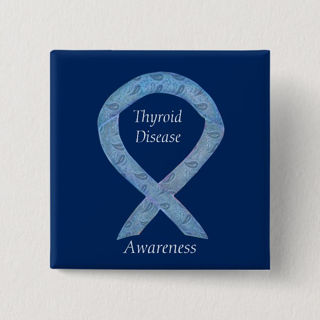 Thyroid Disease Awareness Paisley Ribbon Pin (Front)