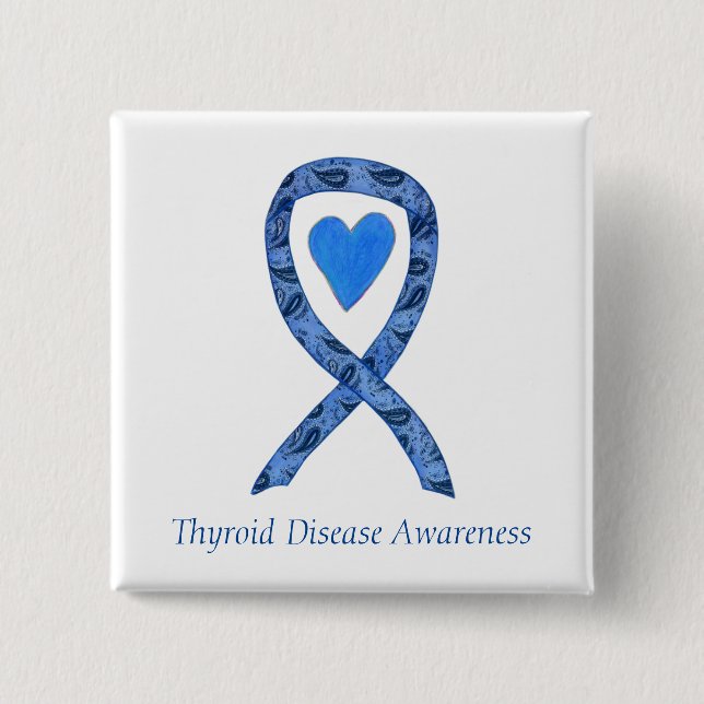Thyroid Disease Awareness Paisley Ribbon Pin (Front)
