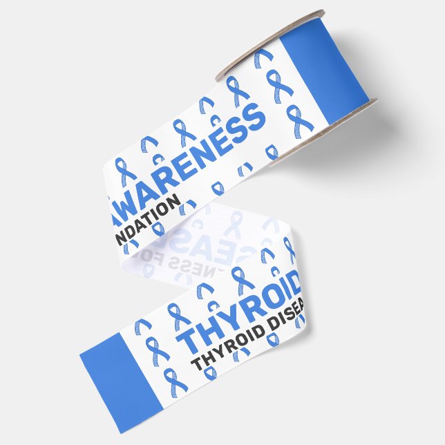 Thyroid Disease Awareness Pattern Ribbon Grosgrain Ribbon (Front+Back)