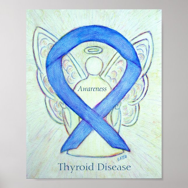 Thyroid Disease Awareness Ribbon Angel Art Prints (Front)
