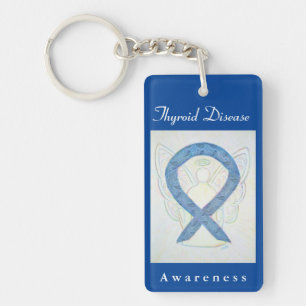 Thyroid Disease Awareness Ribbon Angel Key Chain