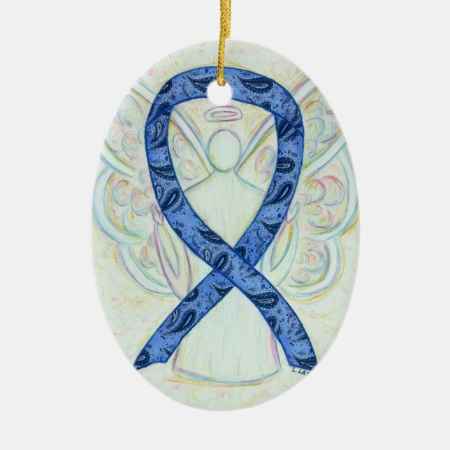 Thyroid Disease Awareness Ribbon Angel Ornament (Front)