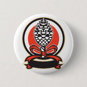 Thyrsus Pine Cone Staff Leaves Retro 6 Cm Round Badge
