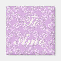 ti amo. floral violet lace pattern. text.