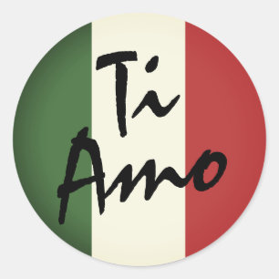 Ti Amo Italian Flag Round Label Stickers