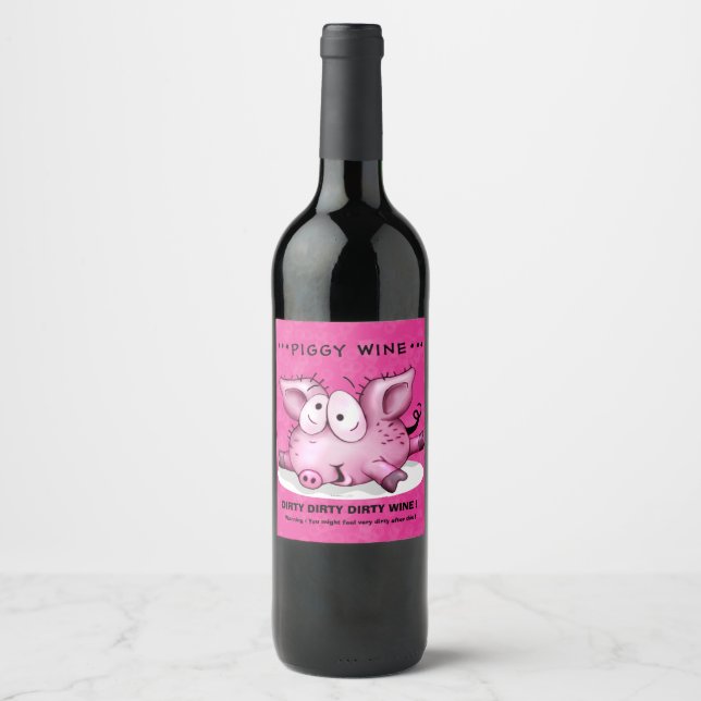 Ti-PIG CARTOON WINE LABLE BOTTLE Wine Label (Front)