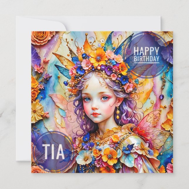 TIA ~ Birthday Card ~ Flower Fairy ~  (Front)