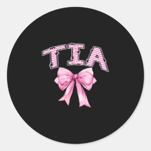 Tia birthday girl matching coquette pink bow  classic round sticker