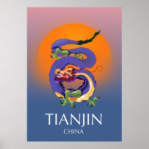 Tianjin China Dragon travel poster