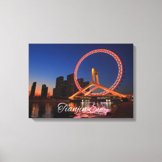 Tianjin Eye Wheel At Night With Skyline Canvas Art