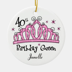 Tiara 40th Birthday Queen LT Ceramic Tree Decoration