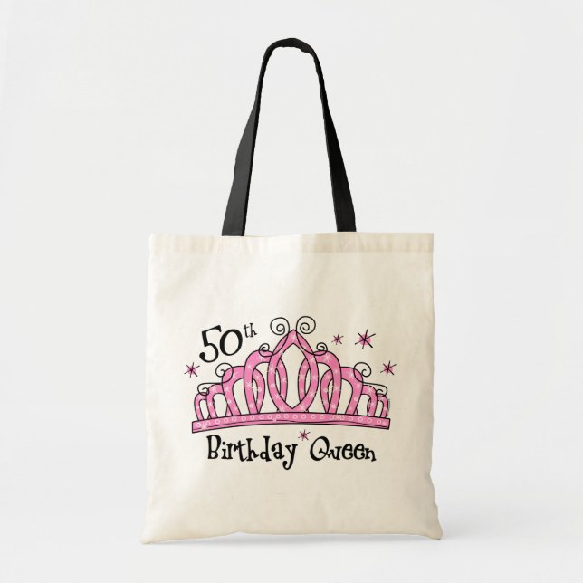 Tiara 50th Birthday Queen LT Tote Bag (Front)