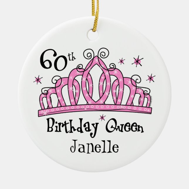 Tiara 60th Birthday Queen LT Ceramic Tree Decoration (Front)