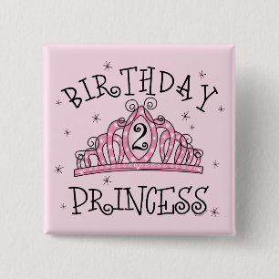 Tiara Birthday Princess 2nd Birthday 15 Cm Square Badge