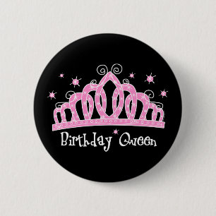 Tiara Birthday Queen 6 Cm Round Badge