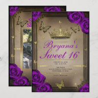 Tiara Butterflies Bright Purple Roses Sweet 16 
