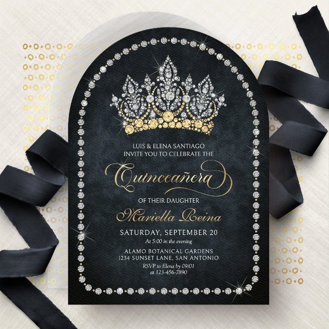 Tiara Crown Diamond Quinceanera Invitation (Creator Uploaded)