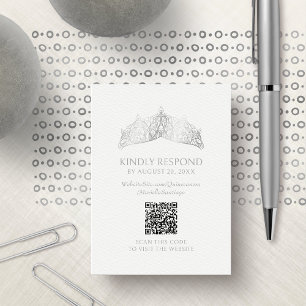 Tiara Crown Quinceanera QR RSVP Enclosure Card