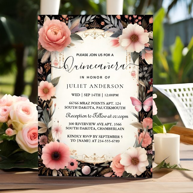 Tiara Family Latina Girly Spanish Quinceanera Invitation (Creator Uploaded)