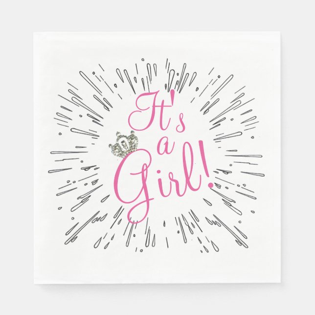 Tiara “It’s a Girl!” Baby Shower Napkin (Front)