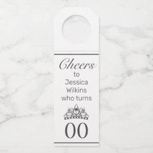 Tiara Modern Minimalist White Birthday Bottle Tag