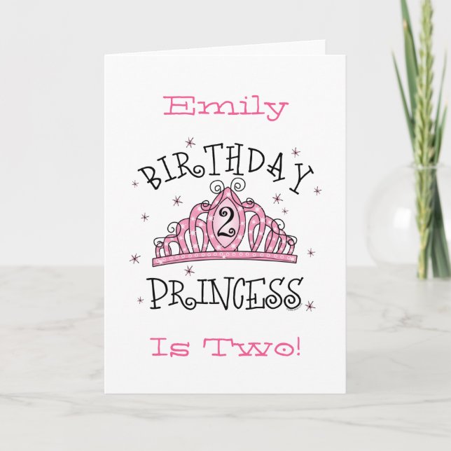 Tiara Princess 2nd Birthday Card - Customised (Front)