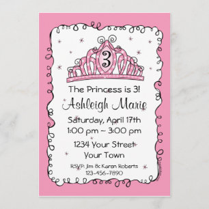 Tiara Princess 3rd Birthday Custom Invitation