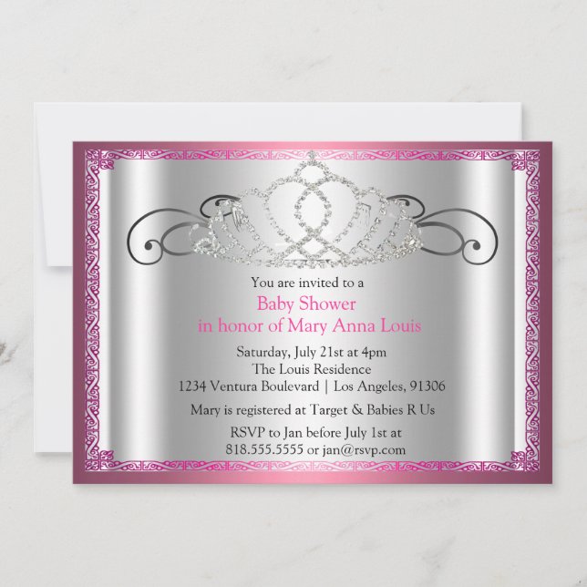 Tiara Princess Baby Shower Invitation (Front)