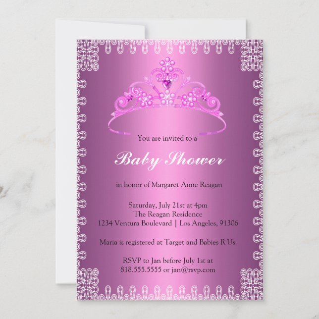 Tiara Princess Baby Shower Invitation (Front)