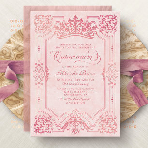 Tiara Princess Pink Fairytale Photo Quinceanera Invitation