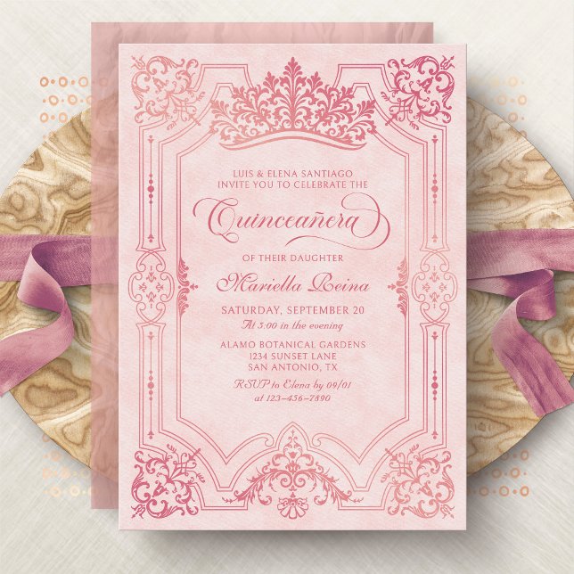 Tiara Princess Pink Fairytale Photo Quinceanera Invitation (Creator Uploaded)