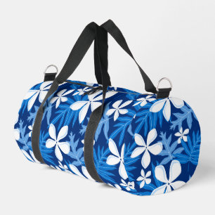 TIARE PATTERN IN BLUE DUFFLE BAG