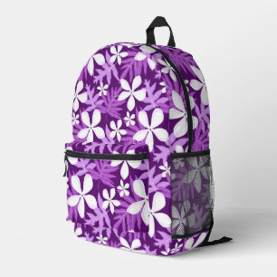TIARE PATTERN IN PURPLE PRINTED BACKPACK