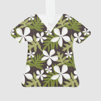 TIARE PATTERN SCRUBS IN OLIVE ORNAMENT