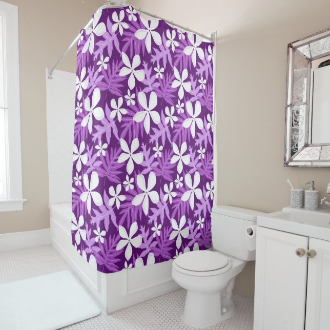 TIARE (PURPLE) SHOWER CURTAIN (In Situ)