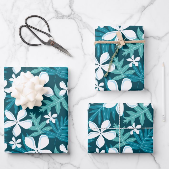 TIARE (TEAL) WRAPPING PAPER SHEETS (Front)