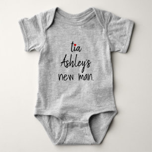 tia's new man personalised baby bodysuit