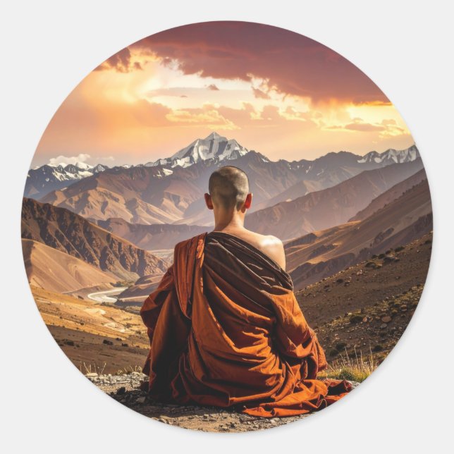 TIbet - Buddhism - Meditation Classic Round Sticker (Front)