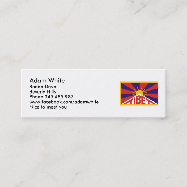 Tibet Flag Mini Business Card (Front)