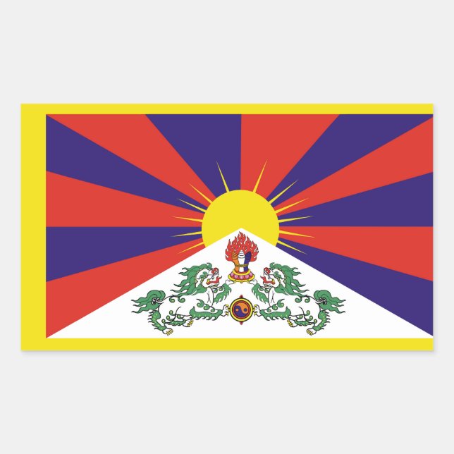 Tibet flag - Snow Lion Flag Rectangular Sticker (Front)